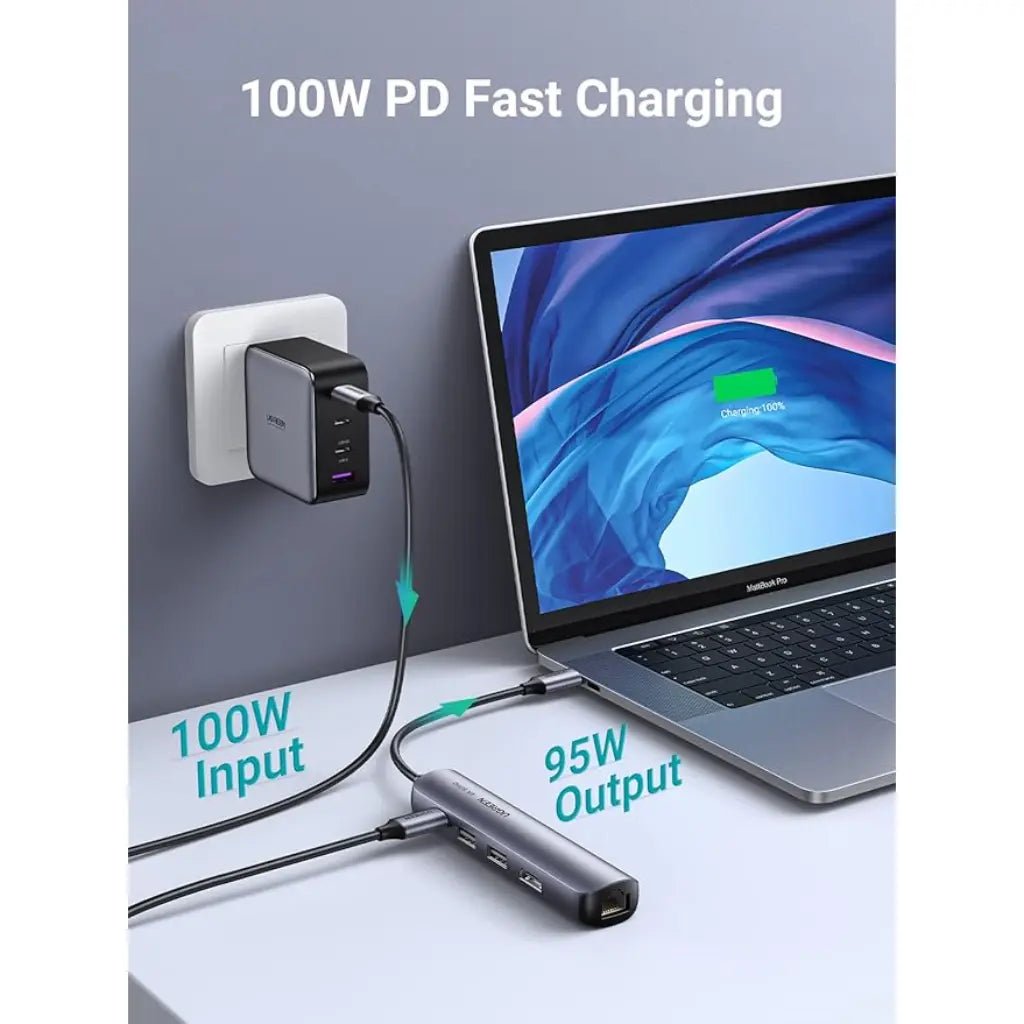 Ugreen 5-in-1 USB-C Hub with 4K HDMI, 2x USB 3.0 Ports, and 100W Power Delivery