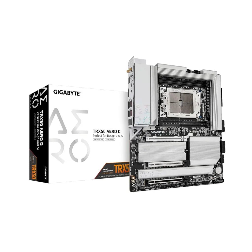 Gigabyte TRX50 AERO D Motherboard for AMD Threadripper Processors, Socket sTR5, Supports DDR5 up to 1TB, Wi-Fi 7, and 10GbE LAN