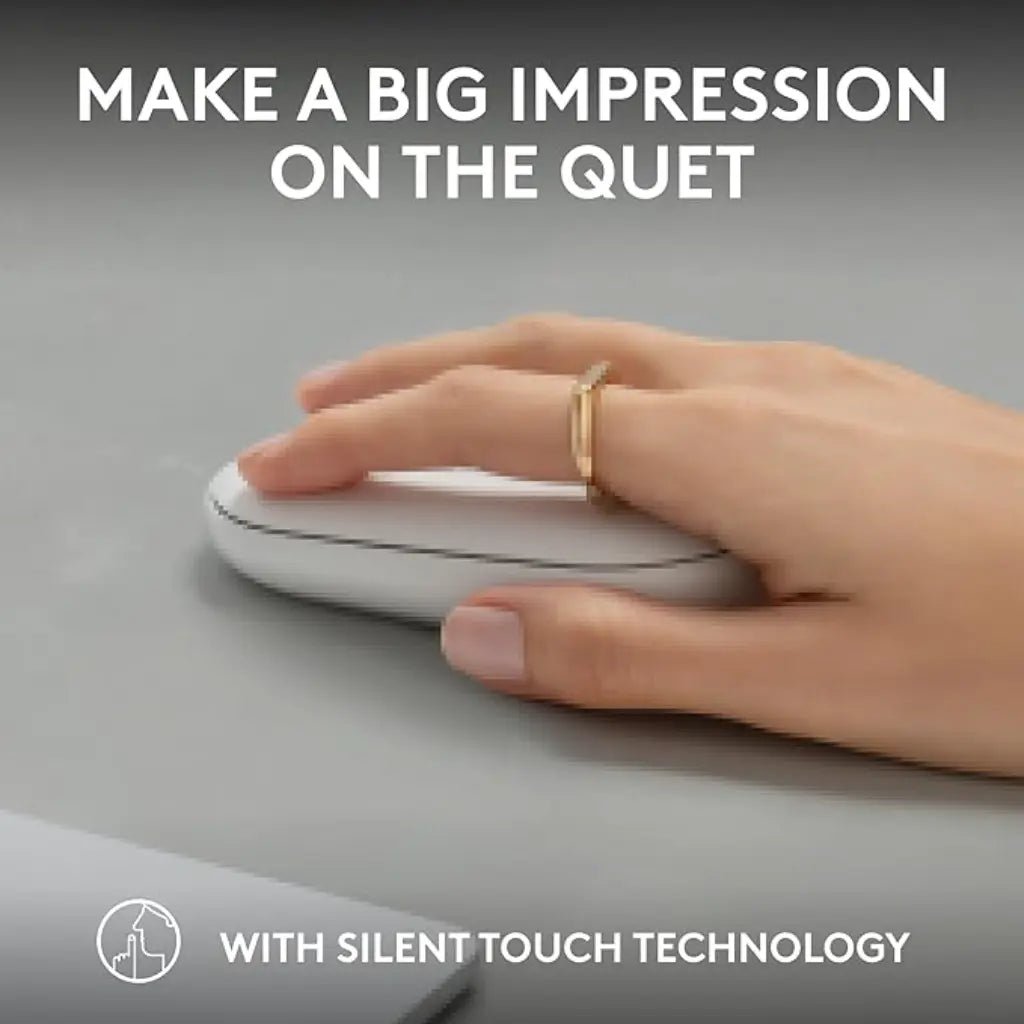 Logitech Pebble Mouse 2 M350s Slim Multi-Device Bluetooth Wireless Mouse - Tonal White