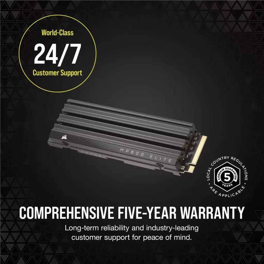 Corsair MP600 Elite 1TB PCIe Gen4 x4 NVMe M.2 2280 Internal SSD with Integrated Heatsink
