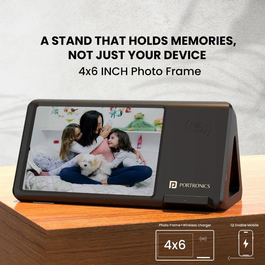 Portronics Freedom 5 (POR 2127) 15W Fast Wireless Charger with Integrated Photo Frame and Detachable Stand