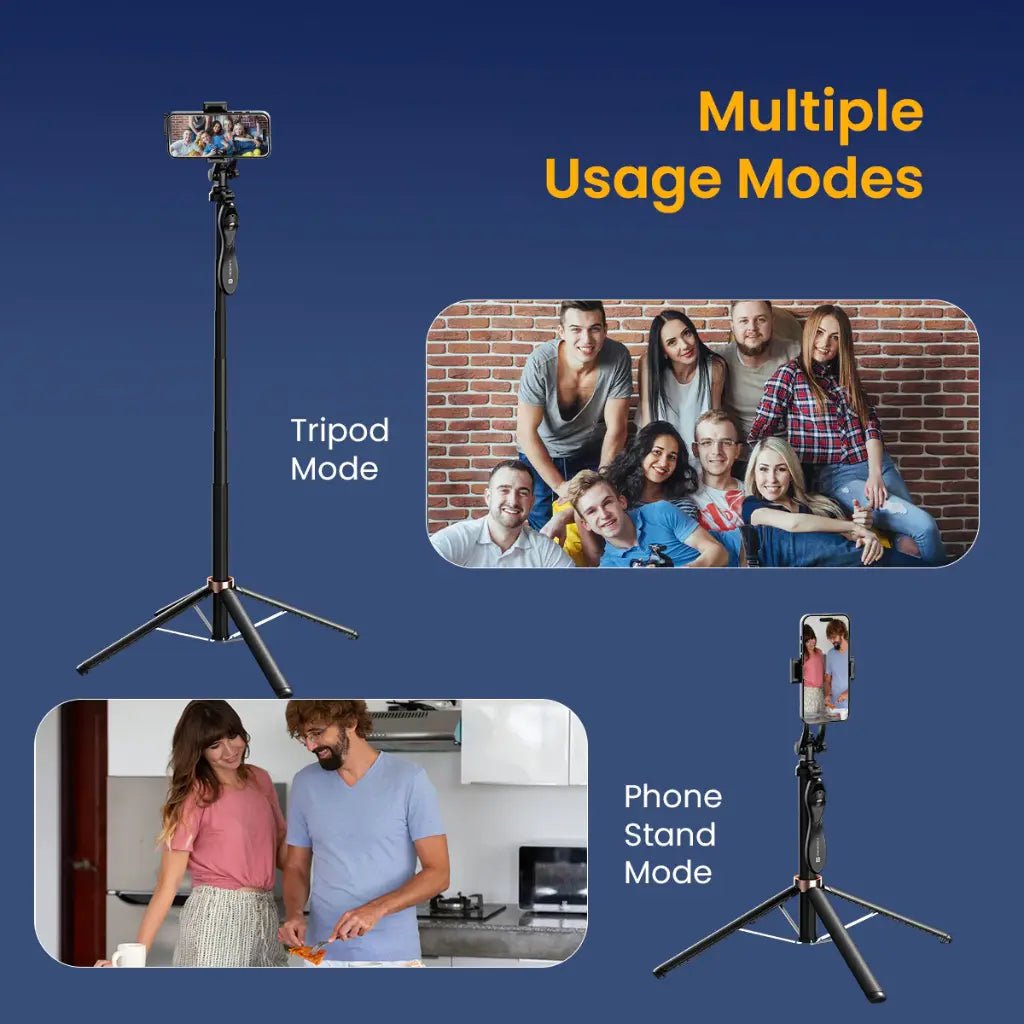 Portronics Lumistick Pro POR 2064 Portable Selfie Stick Tripod with Detachable Bluetooth Remote and LED Light