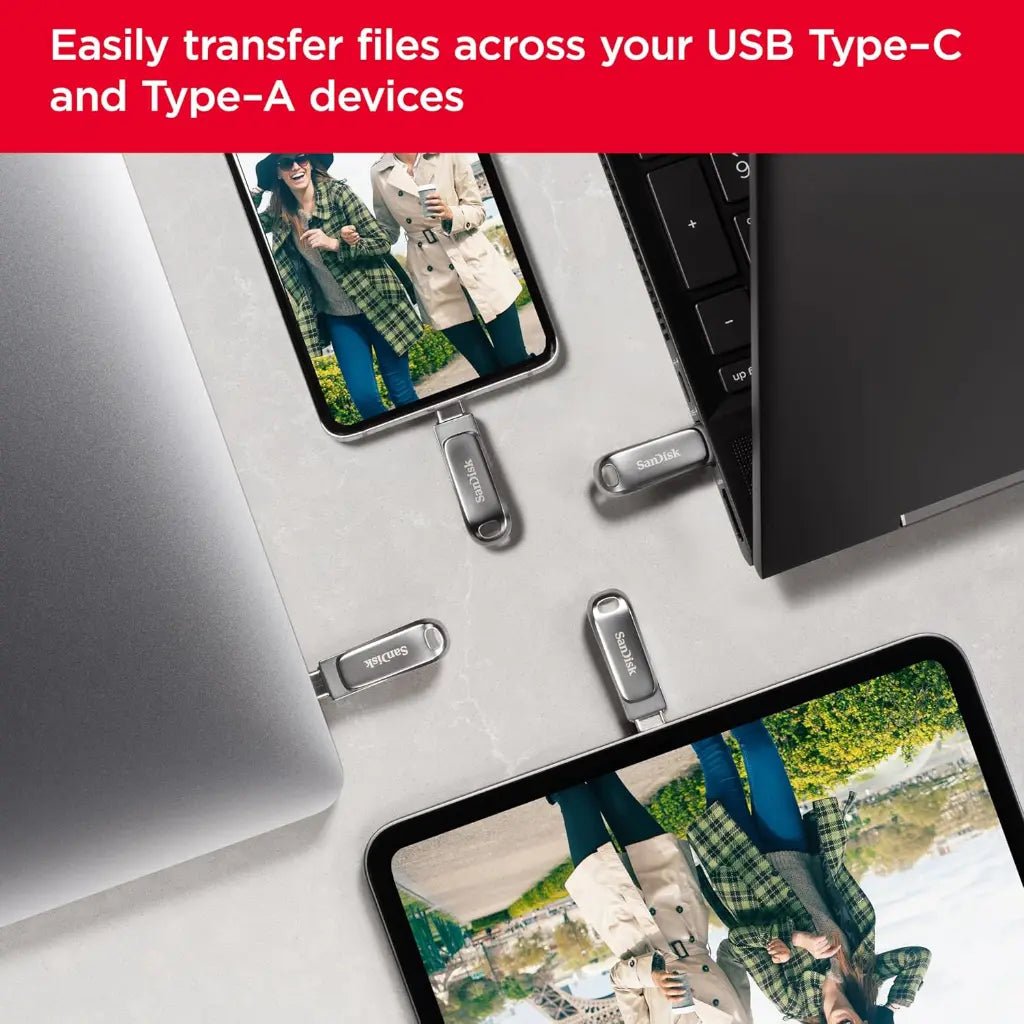 SanDisk Ultra Dual Drive Luxe 128GB USB Type-C and USB Type-A OTG Flash Drive