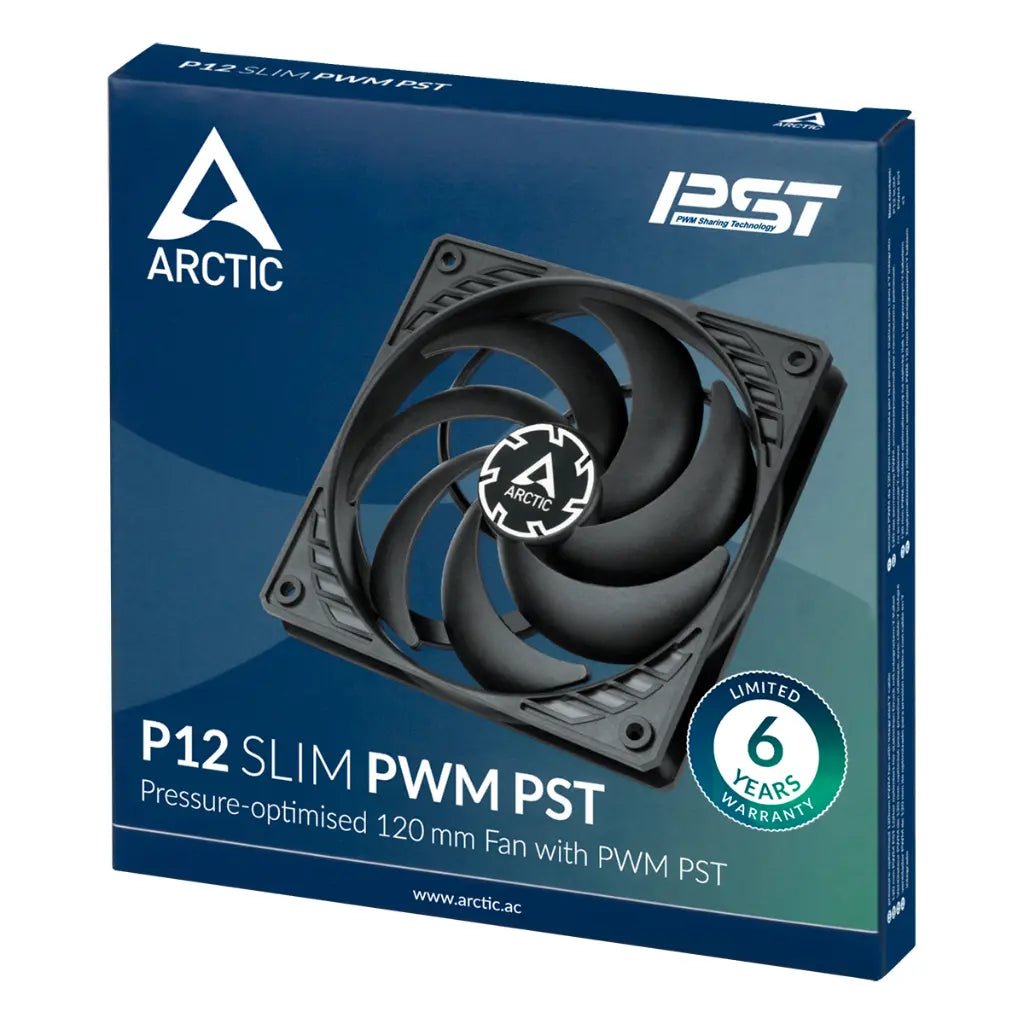 ARCTIC P12 Slim PWM PST 120mm Low-Profile Case Fan with Integrated Cable Splitter