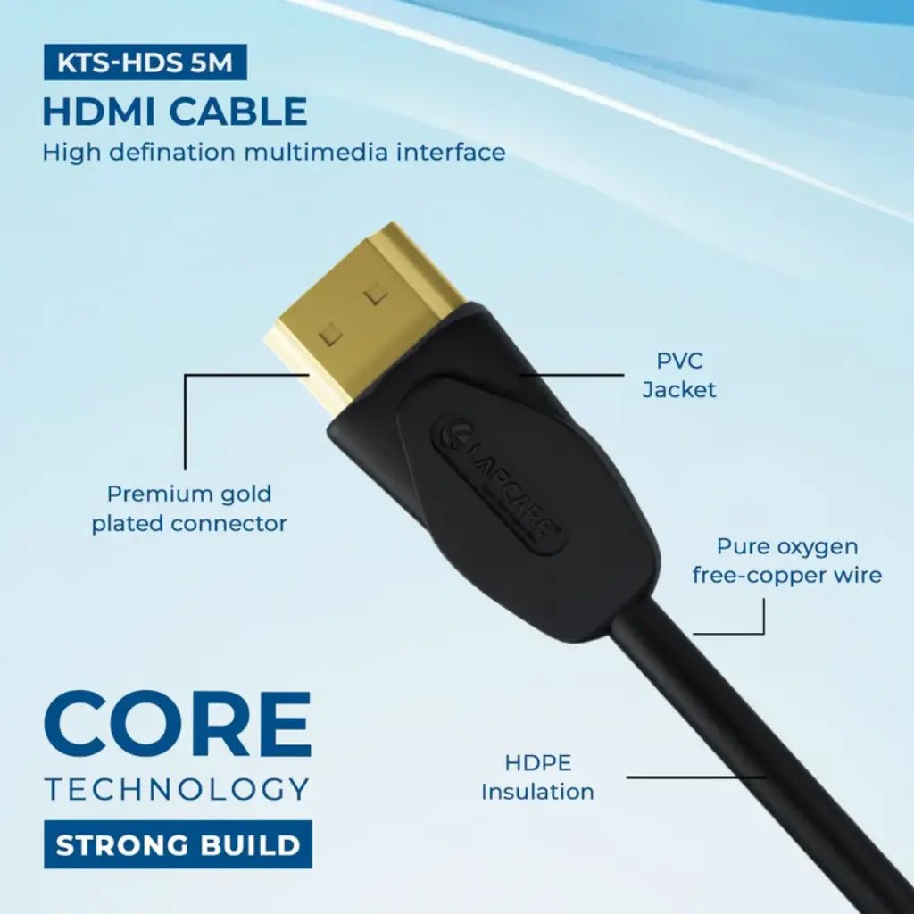 Lapcare 5 Meter High Speed HDMI 1.4 Cable with Ethernet, 3D, and Ultra HD Support