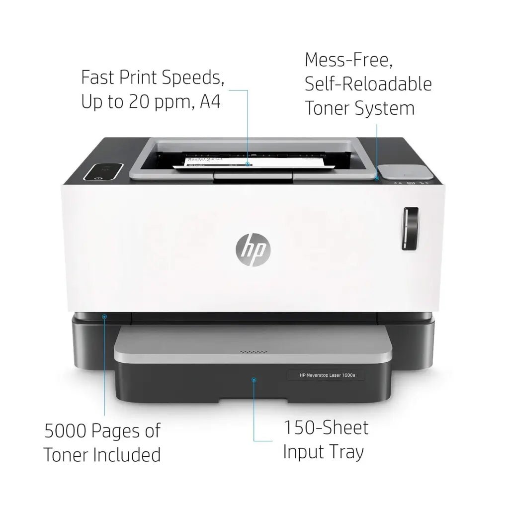 HP LaserJet 1000A Compact Monochrome Laser Printer - 20 PPM Single Function