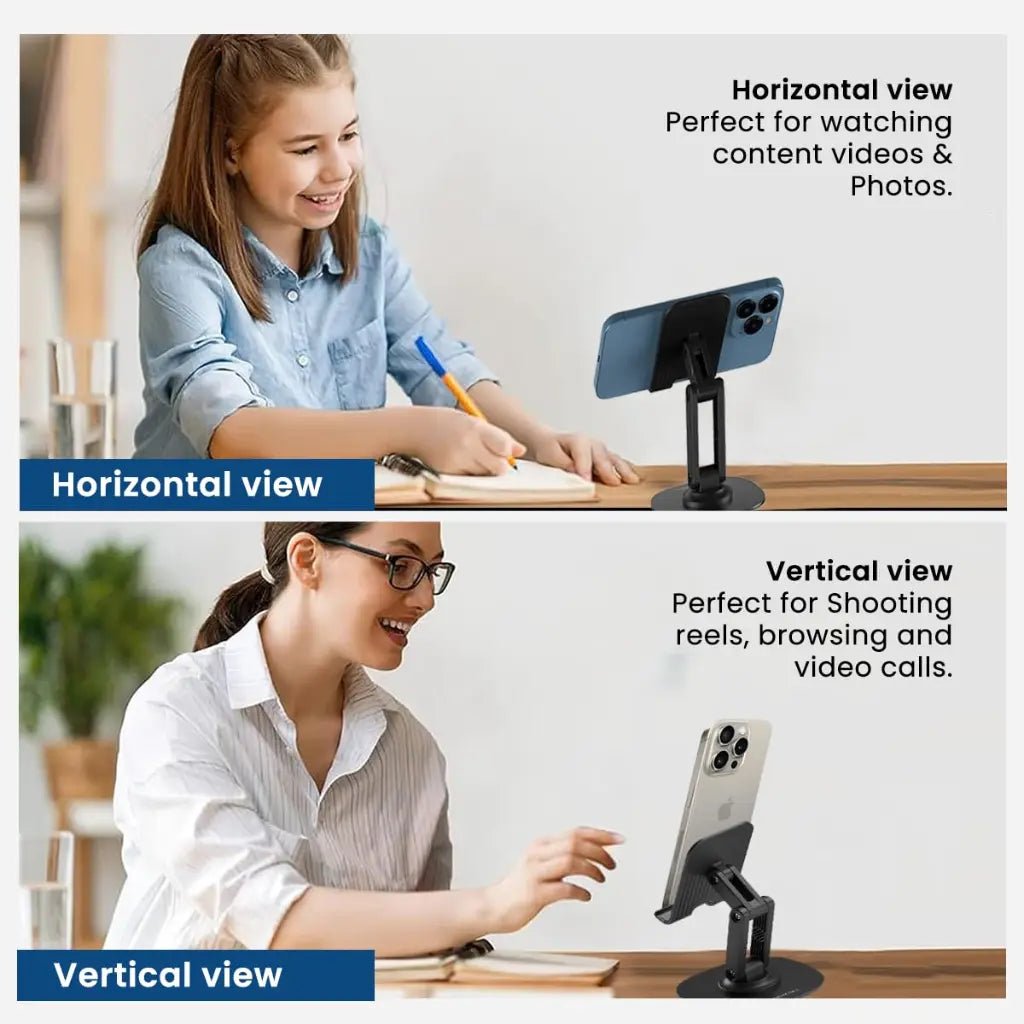 Portronics Mobot III Adjustable Mobile and Tablet Stand with 360-Degree Rotating Base