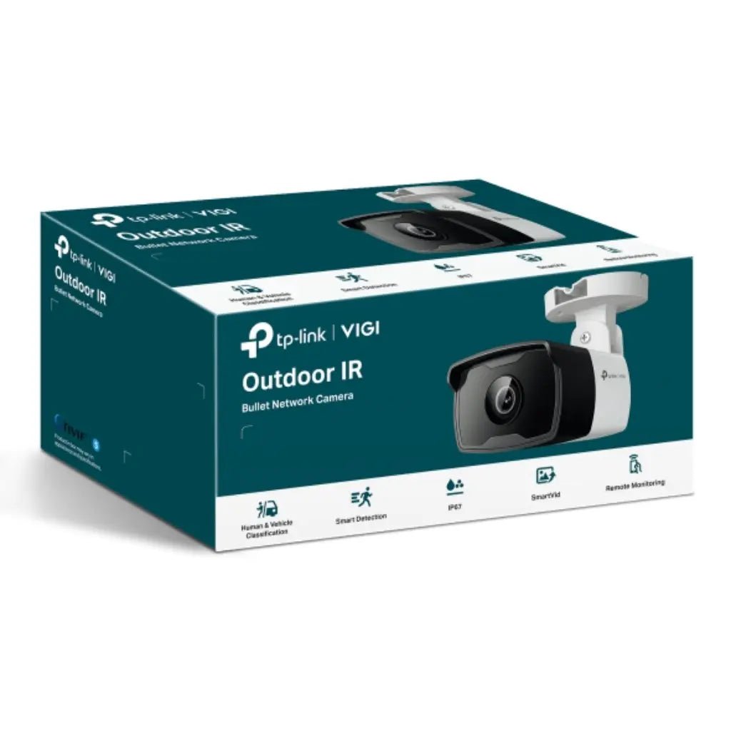 TP-Link VIGI C340I 4MP 4mm Outdoor IR Bullet Network Security Camera with AI Detection, IP67 Weatherproof, and PoE Support