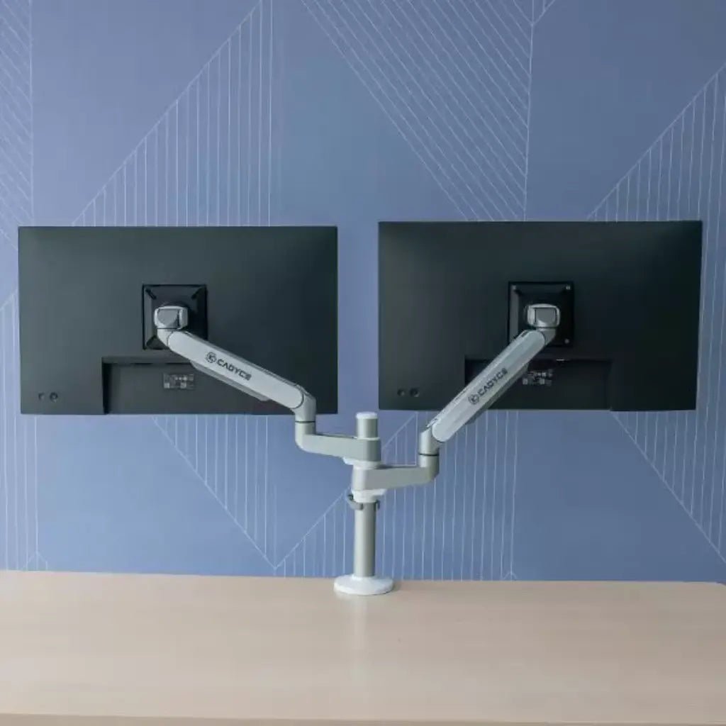 Cadyce CA-MRM202 Dual Monitor Arm with Mechanical Spring - Adjustable Desk Mount for Two Screens