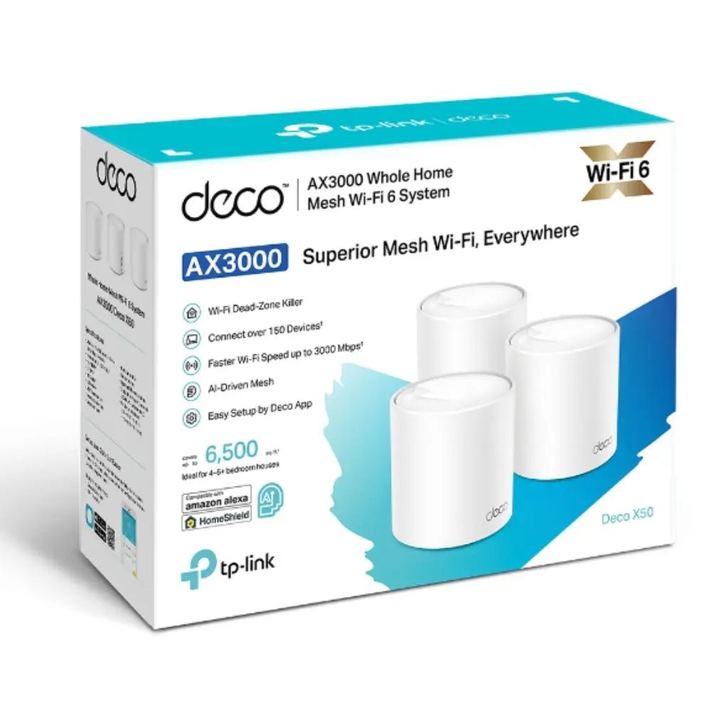 TP-Link Deco AX3000 X50 Whole Home Mesh WiFi 6 System - 3 Pack, Dual-Band Gigabit Router