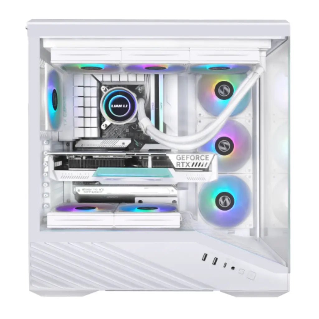Lian Li Vector V100W Mid Tower PC Case - Dual Tempered Glass with Back-Connect Motherboard Support, White