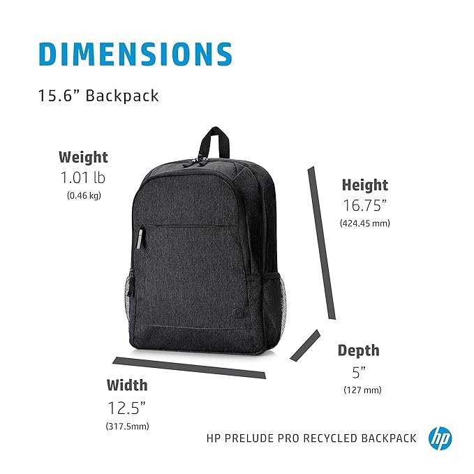 HP Prelude Pro 15.6-Inch Recycled Laptop Backpack with Water-Resistant Exterior and Smart Cable Pass-Through