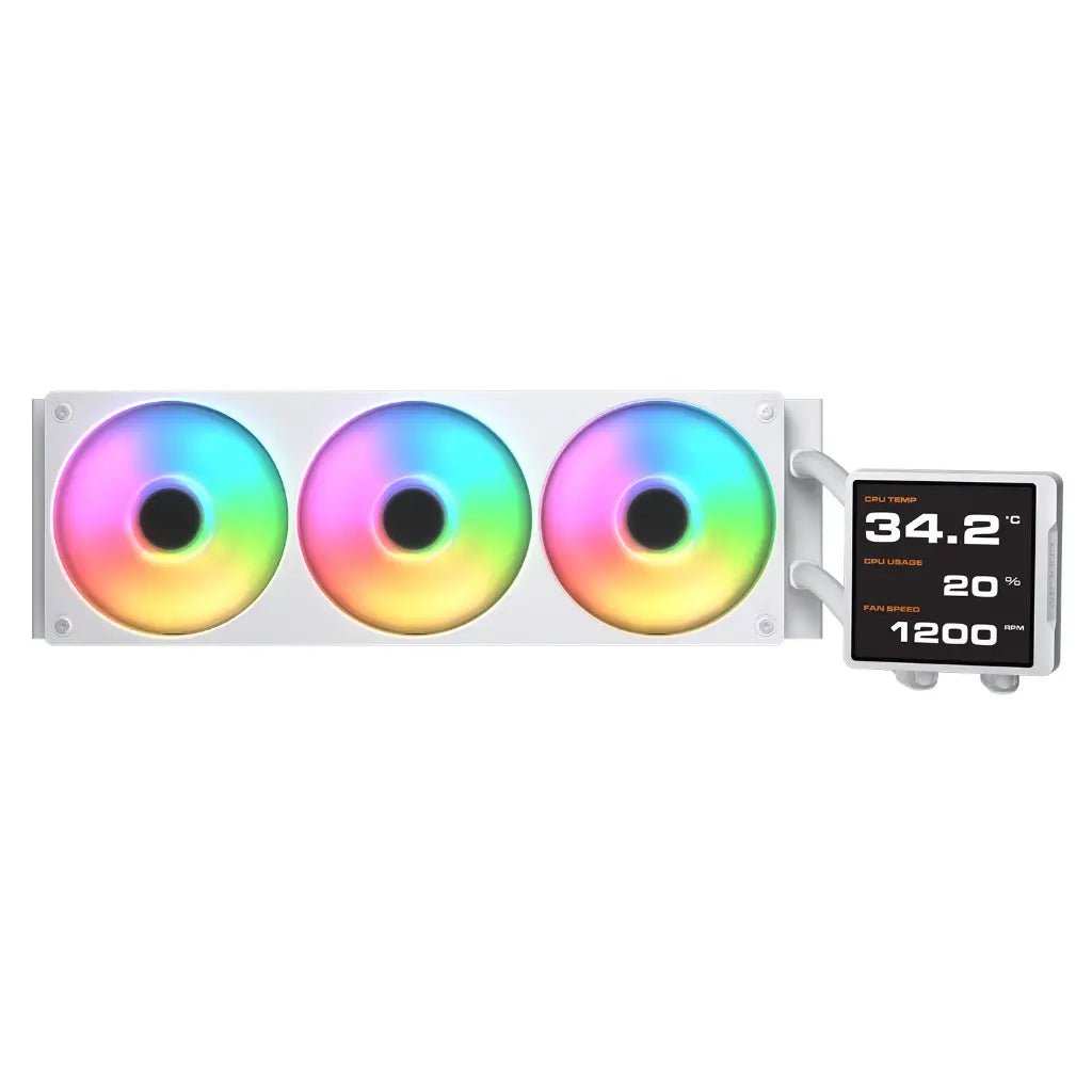 Cougar Poseidon Vistek Pro 360mm ARGB AIO Liquid CPU Cooler with 3.95-Inch IPS LCD Screen - White Edition