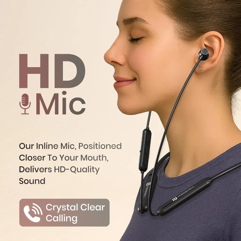 Portronics Harmonics Y2 (POR 3109) Wireless Bluetooth 5.3 In-Ear Neckband Earphones with 70 Hours Playtime