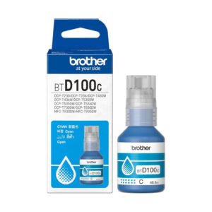 Brother BTD100C Cyan Ink Bottle, 50ml High Yield Original Ink for Brother DCP and MFC Ink Tank Printers (Up to 5000 Pages)