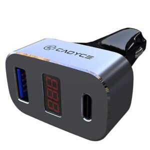 Cadyce CA-CUCC 33W Fast Car Charger with Digital Display, USB-A and USB-C Ports