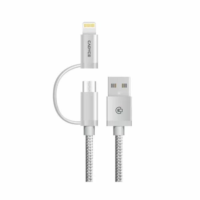 Cadyce CA-ULCM 1M Apple MFi Certified 2-in-1 USB to Lightning and Micro USB Charging Cable