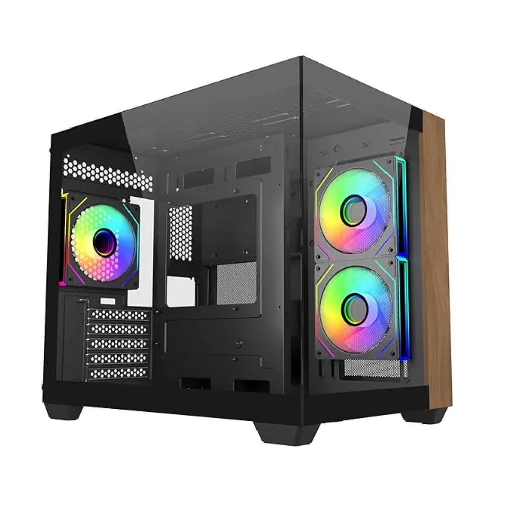 Cooler Master Elite 481 mATX Dual-Chamber PC Case with Natural Wood Front Panel