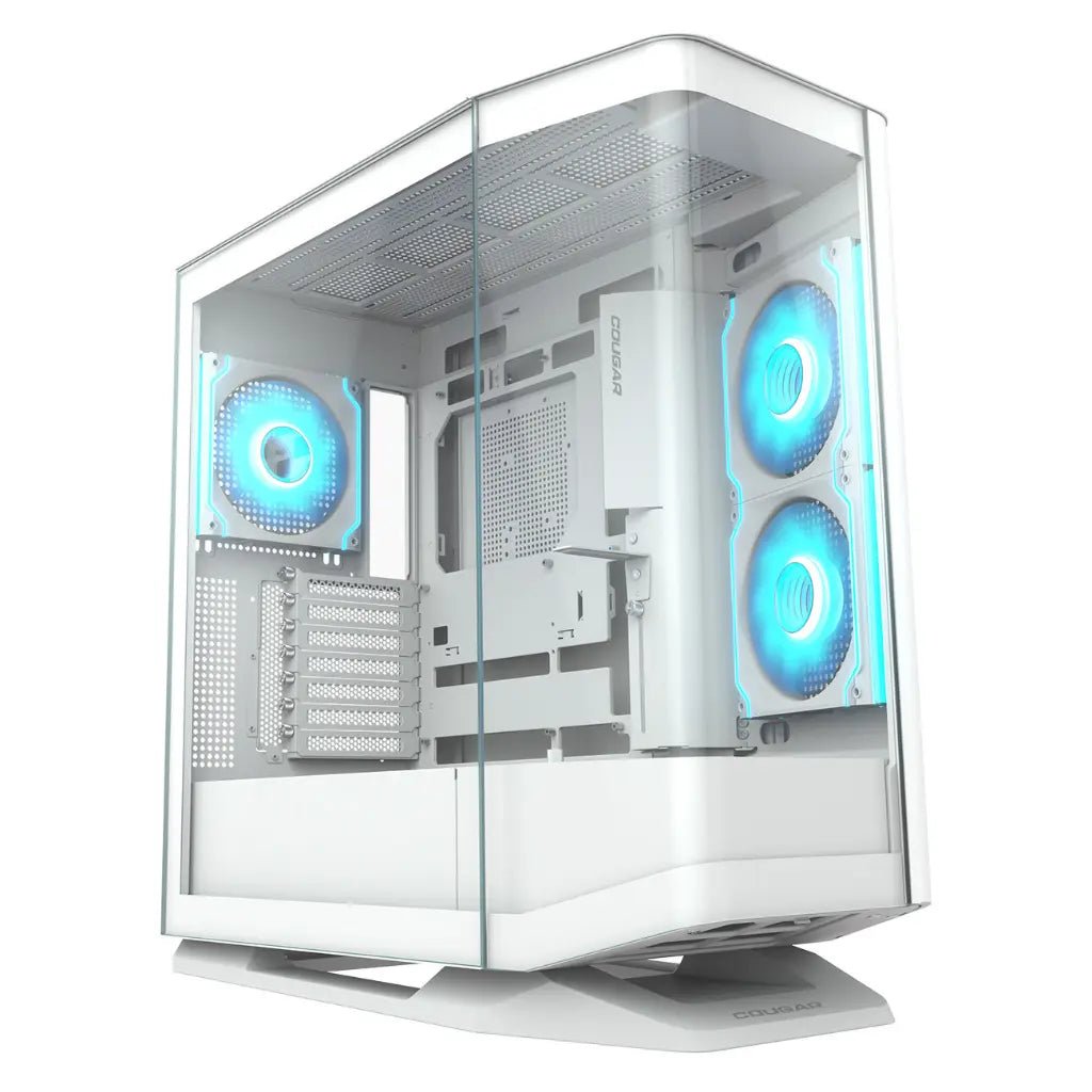 Cougar FV270 Premium Mid-Tower PC Case, E-ATX Support, Tempered Glass, Angled Airflow & ARGB Fans - White