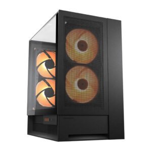 COUGAR OmnyX Panoramic Mid-Tower PC Case with 4x 160mm ARGB PWM Fans, High Airflow Design, and 420mm Radiator Support