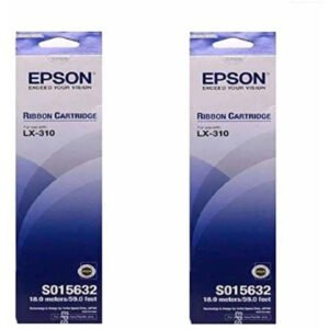 Epson LX-310 Dot Matrix Printer Ribbon Cartridge, Black, 2-Pack
