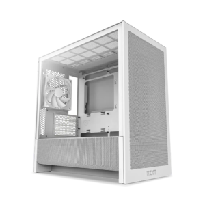 NZXT H3 Flow Tempered Glass Micro-ATX Mid-Tower Airflow PC Case - White