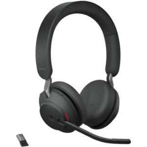 Jabra Evolve2 65 MS Stereo Wireless Bluetooth Headset with USB-A Dongle - Professional Noise-Canceling Office Headphones