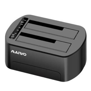 MAIWO K3062B Dual Bay USB 3.0 to SATA Hard Drive Docking Station with RGB Lighting and 32TB Capacity Support