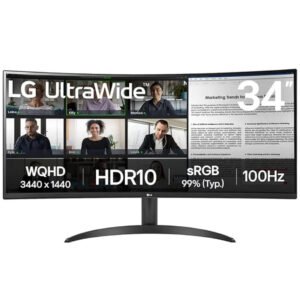 LG 34-inch UltraWide Curved WQHD Monitor (34WR50QK-B) with 100Hz Refresh Rate