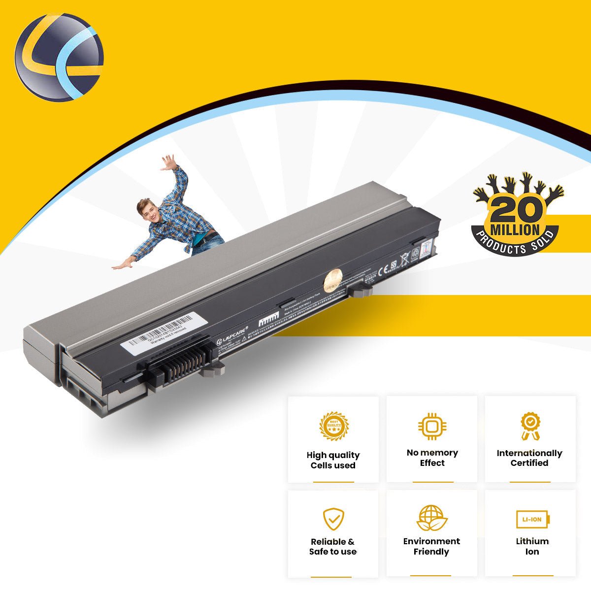 Dell Latitude E4300 Series Compatible Laptop Battery, 4400mAh, 11.1V, 6-Cell Replacement