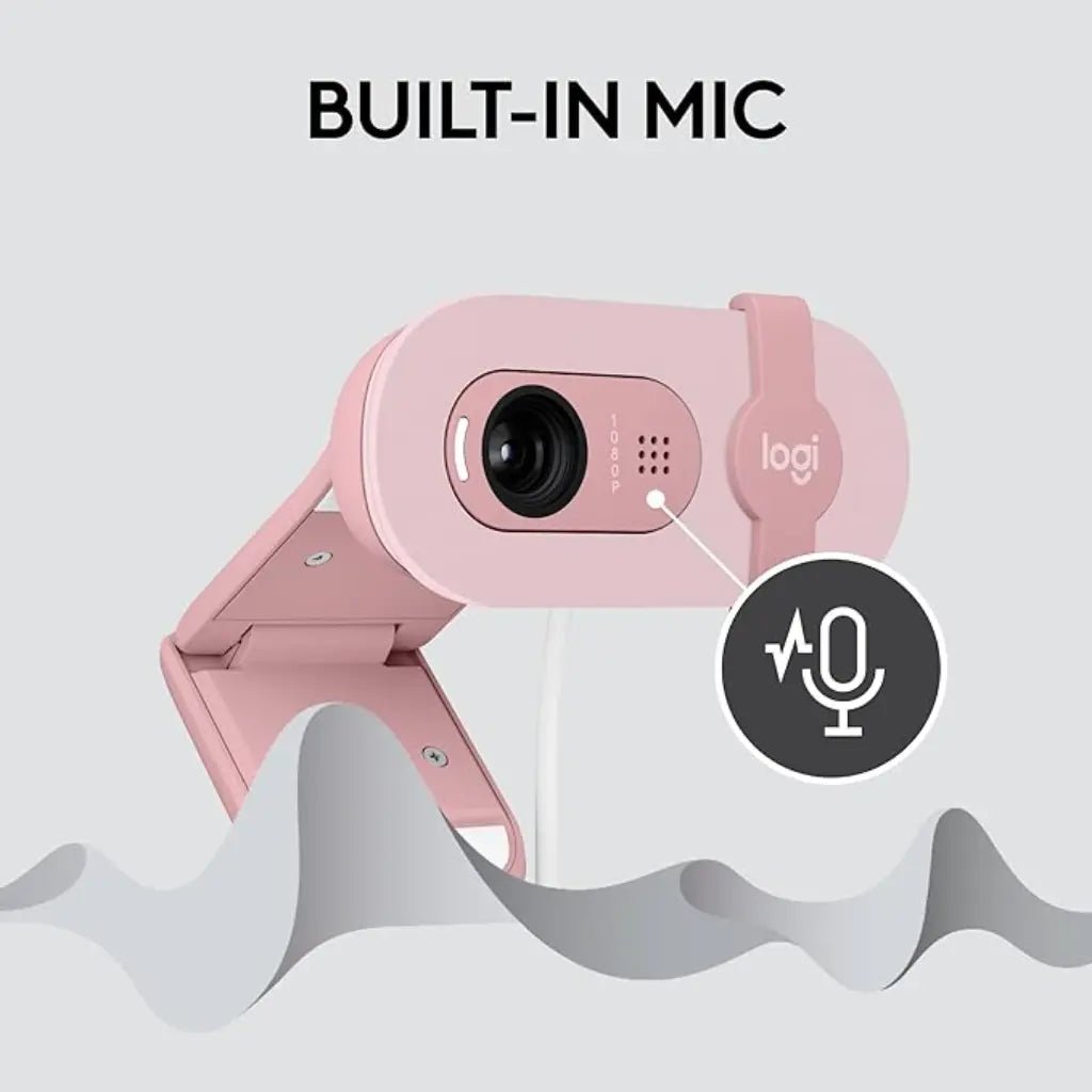 Logitech BRIO 100 Full HD 1080p USB-A Webcam with Integrated Privacy Shutter and Noise-Reducing Microphone - Rose