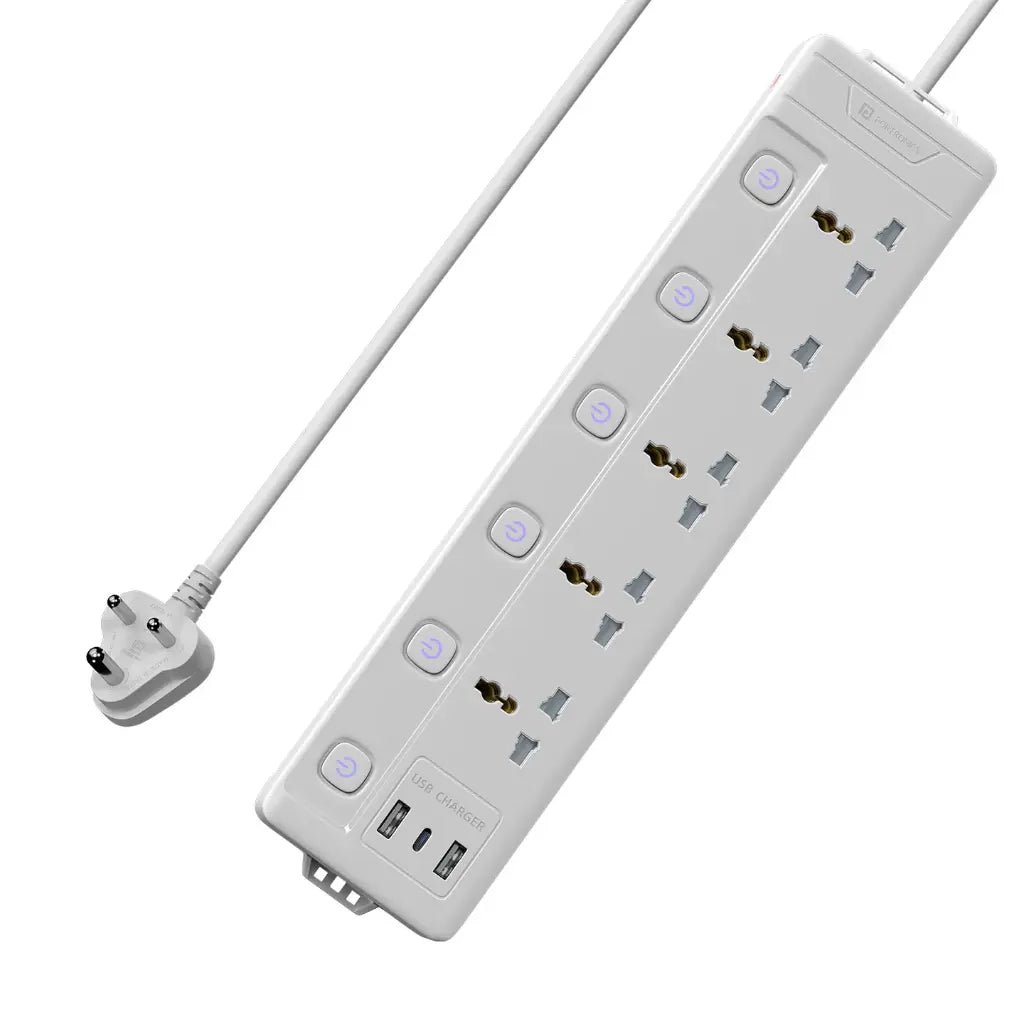 Portronics Power Plate 20 (POR 2571) 20W Type-C PD Fast Charging Extension Board with 5 Universal Sockets