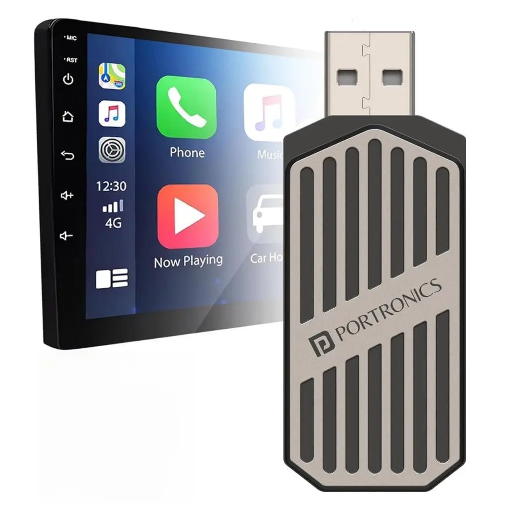 Portronics Tune 2-in-1 Wireless Bluetooth Car Audio Receiver and USB Adapter - Black