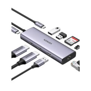 UGREEN 9-in-1 USB-C Docking Station with Dual 4K 60Hz HDMI, 1000Mbps Ethernet, 60W PD, and SD/TF Card Reader for MacBook and Dell XPS