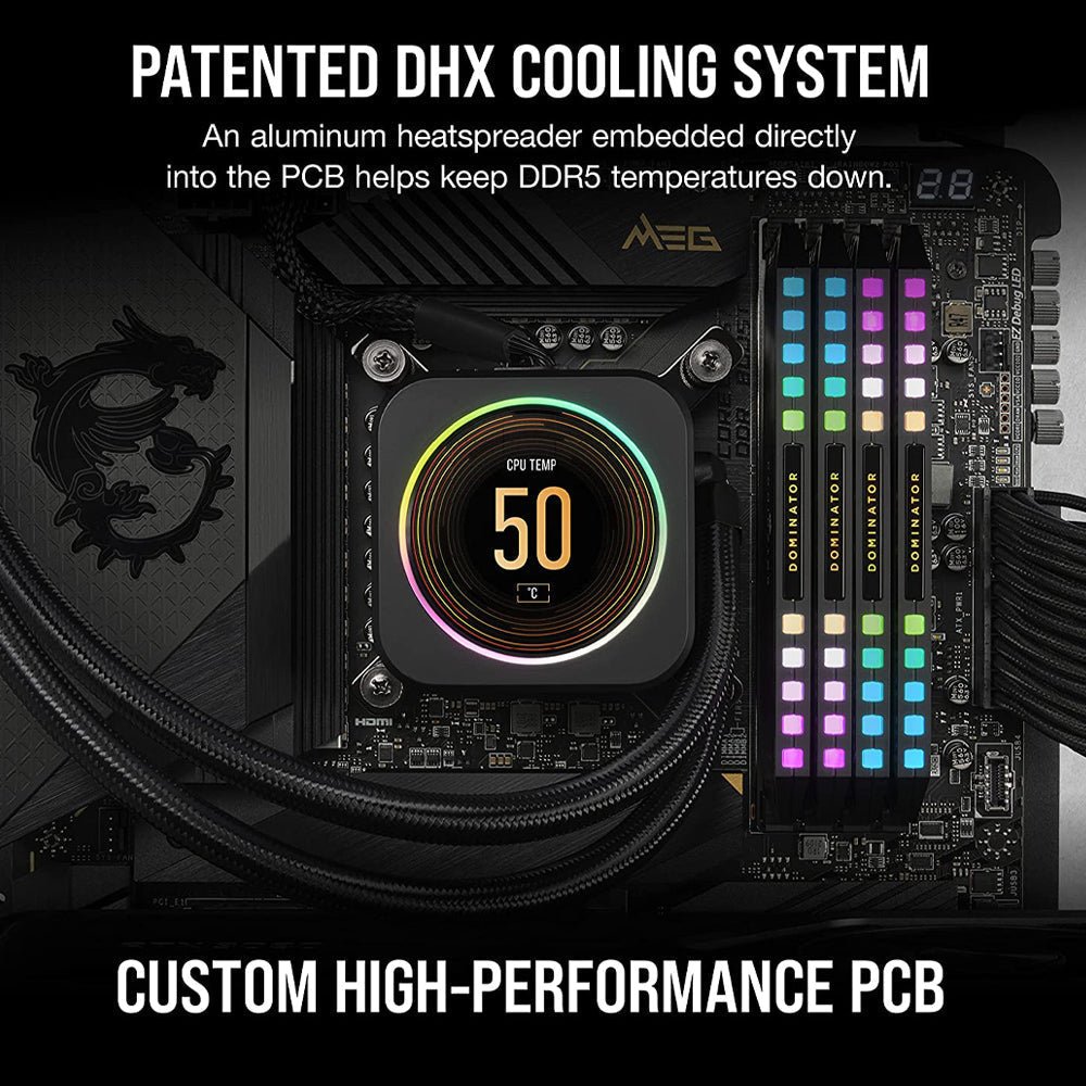 Corsair Dominator Platinum RGB 64GB (2x32GB) DDR5 6800MHz CL40 High-Performance Gaming Desktop Memory Kit