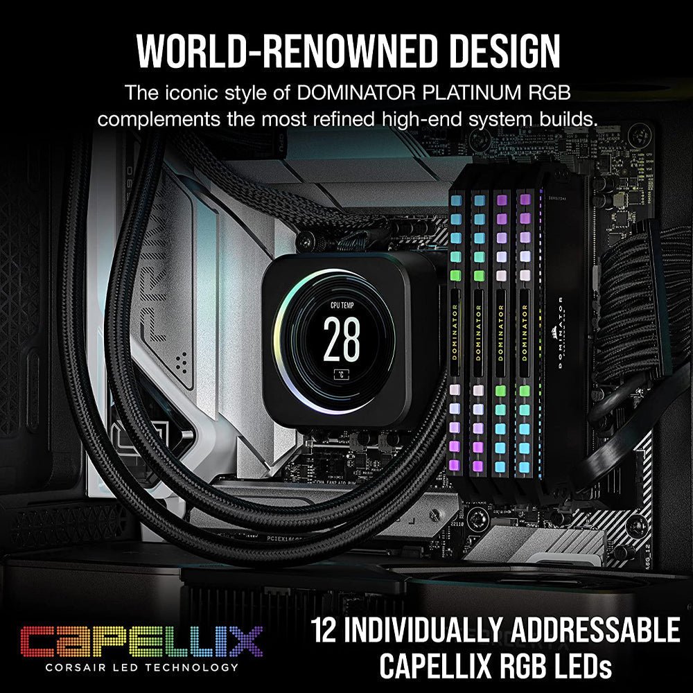 Corsair Dominator Platinum RGB 64GB (2x32GB) DDR5 6800MHz CL40 High-Performance Gaming Desktop Memory Kit