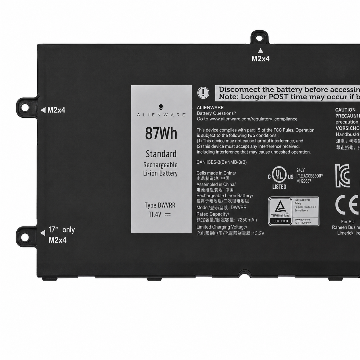 Dell DWVRR 87WHr Original Laptop Battery for Alienware X15, X17 and Inspiron 16 7620