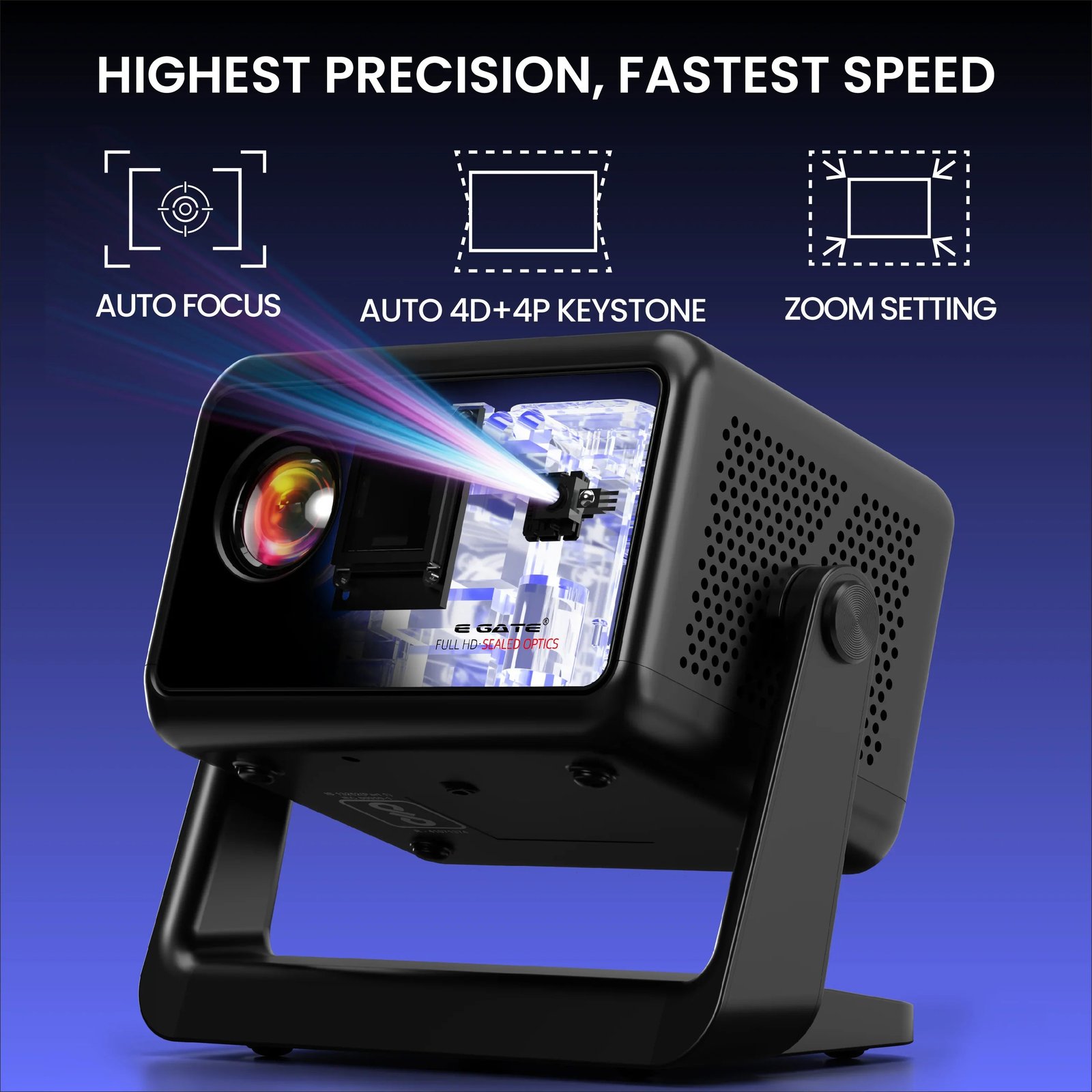 EGATE Duster 5X (EGi9M) 1080P Full HD Android Smart Projector with WiFi 6 and Dust-Free Technology