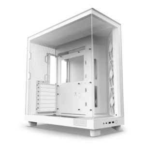 NZXT H6 Flow Compact Dual-Chamber Mid-Tower PC Gaming Case with Tempered Glass Panels - White