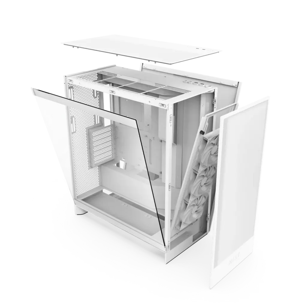 NZXT H7 Flow Premium Tempered Glass Compact Mid-Tower ATX Airflow PC Case - Matte White