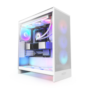 NZXT H7 Flow RGB Tempered Glass Compact Mid-Tower ATX Airflow PC Case - White Edition
