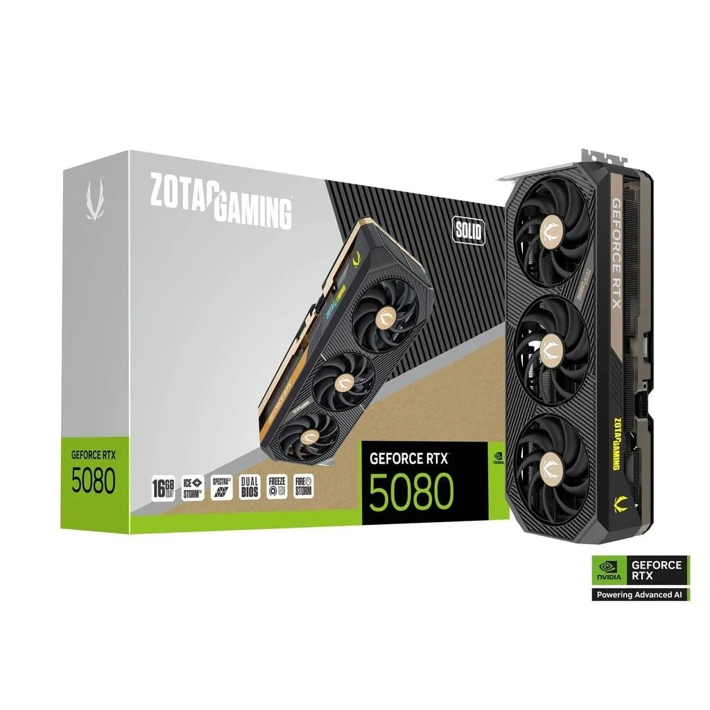 ZOTAC GAMING GeForce RTX 5080 SOLID CORE 16GB GDDR7 High-Performance Graphics Card